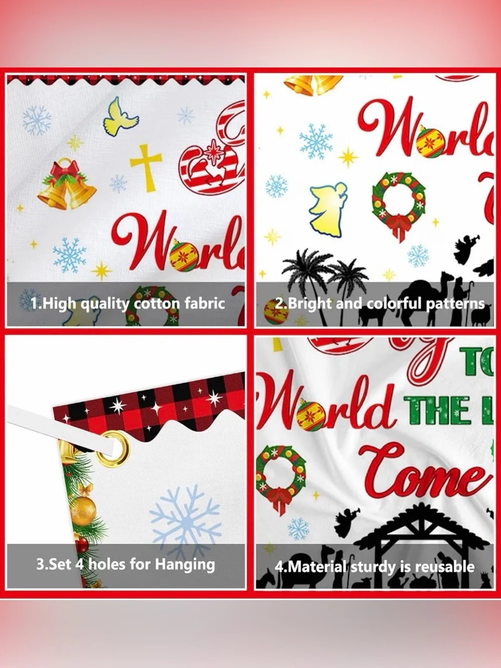 New Holiday 'Joy to the World' Decorative Wall Christmas Photography Backdrop